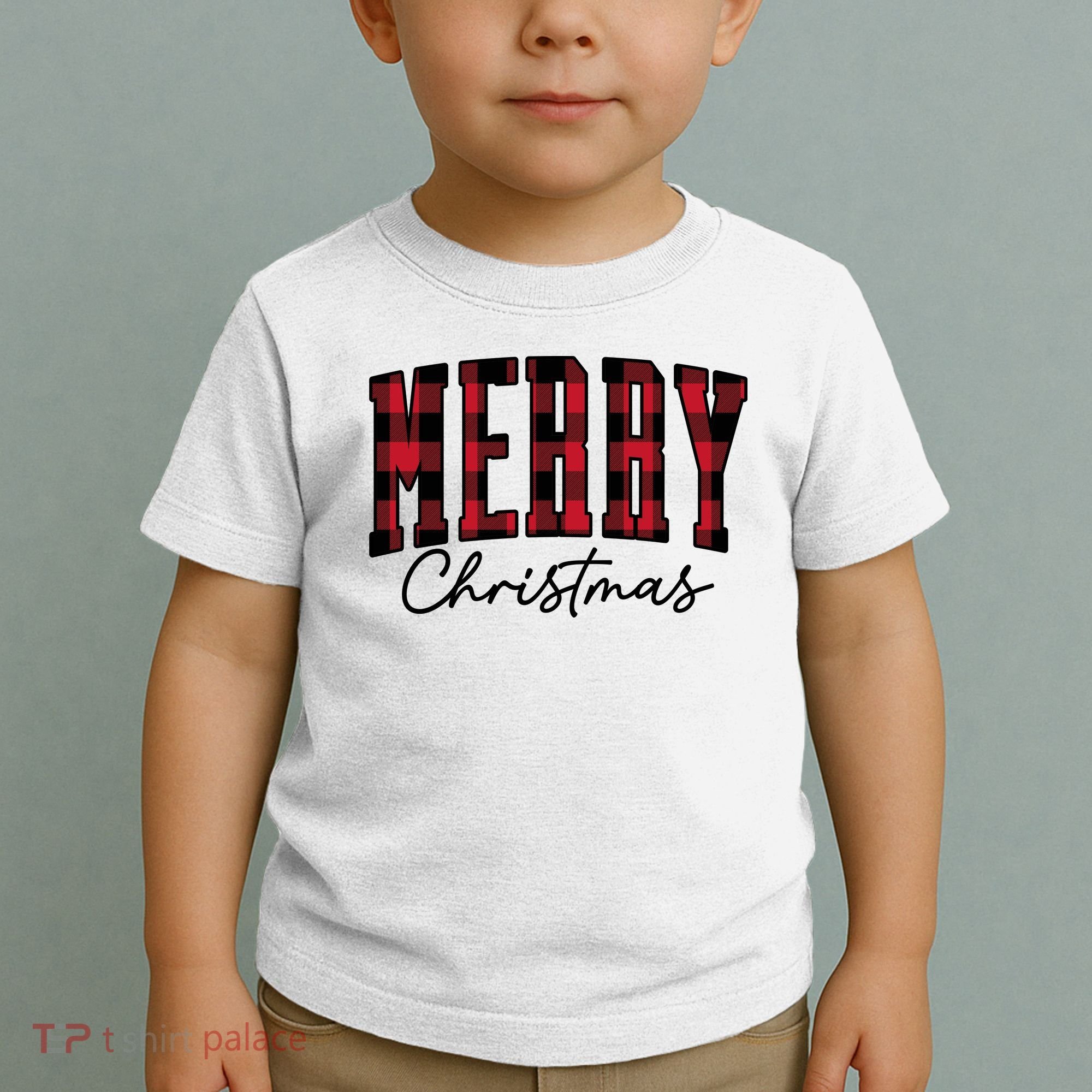 Cool Plaid Merry Christmas Toddler T-Shirt