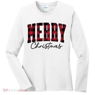 Cool Plaid Merry Christmas Women's Long Sleeve Shirt