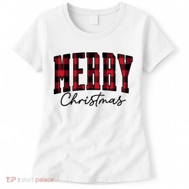 Cool Plaid Merry Christmas Women's T-Shirt