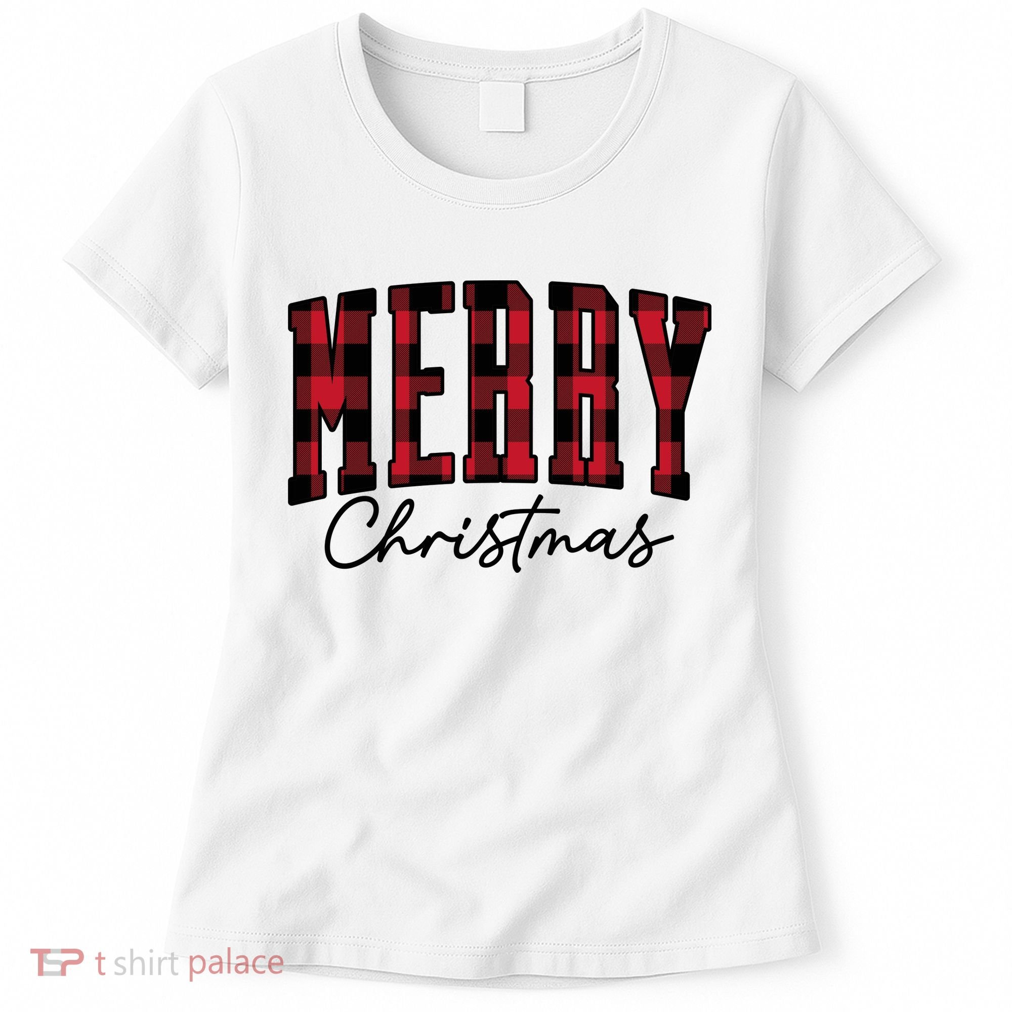 Cool Plaid Merry Christmas Women's T-Shirt