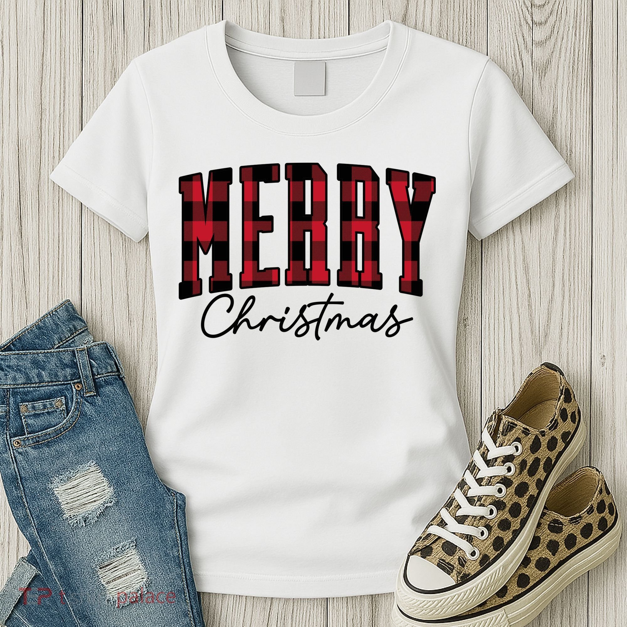 Cool Plaid Merry Christmas Women's T-Shirt