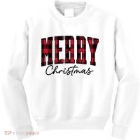 Cool Plaid Merry Christmas Kids Sweatshirt thumb 0