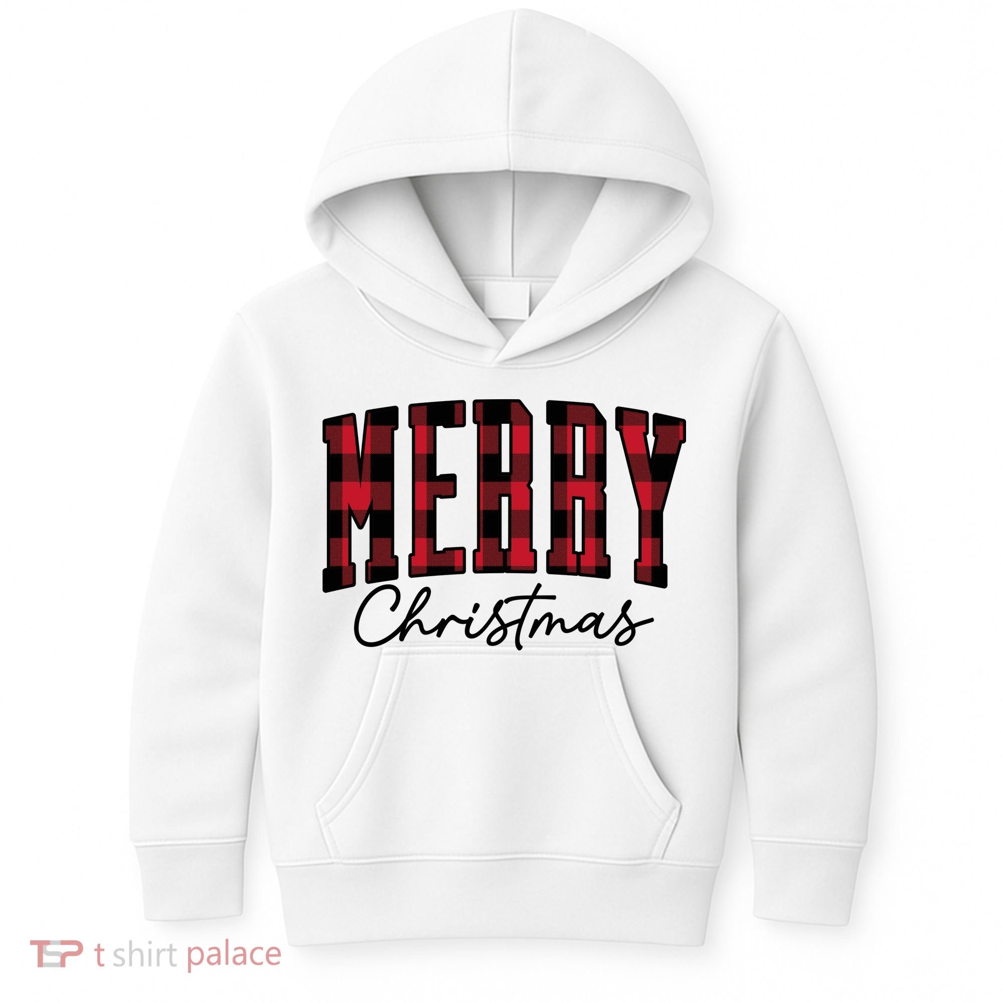 Cool Plaid Merry Christmas Kids Hoodie