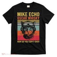 Cat Pilot Mike Echo Oscar Whisky How Do You Copy T-Shirt thumb 0