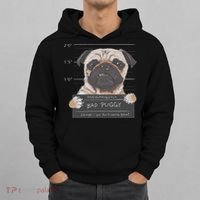 Cute Pug Mugshot Bad Puggy Puppy Humor Funny Dog Hoodie thumb 0