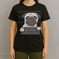 Cute Pug Mugshot Bad Puggy Puppy Humor Funny Dog T-Shirt thumb 4
