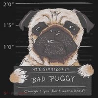 Cute Pug Mugshot Bad Puggy Puppy Humor Funny Dog T-Shirt thumb 7