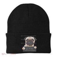 Cute Pug Mugshot Bad Puggy Puppy Humor Funny Dog Beanie thumb 0