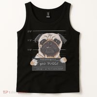 Cute Pug Mugshot Bad Puggy Puppy Humor Funny Dog Tank Top thumb 2