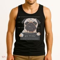 Cute Pug Mugshot Bad Puggy Puppy Humor Funny Dog Tank Top thumb 3
