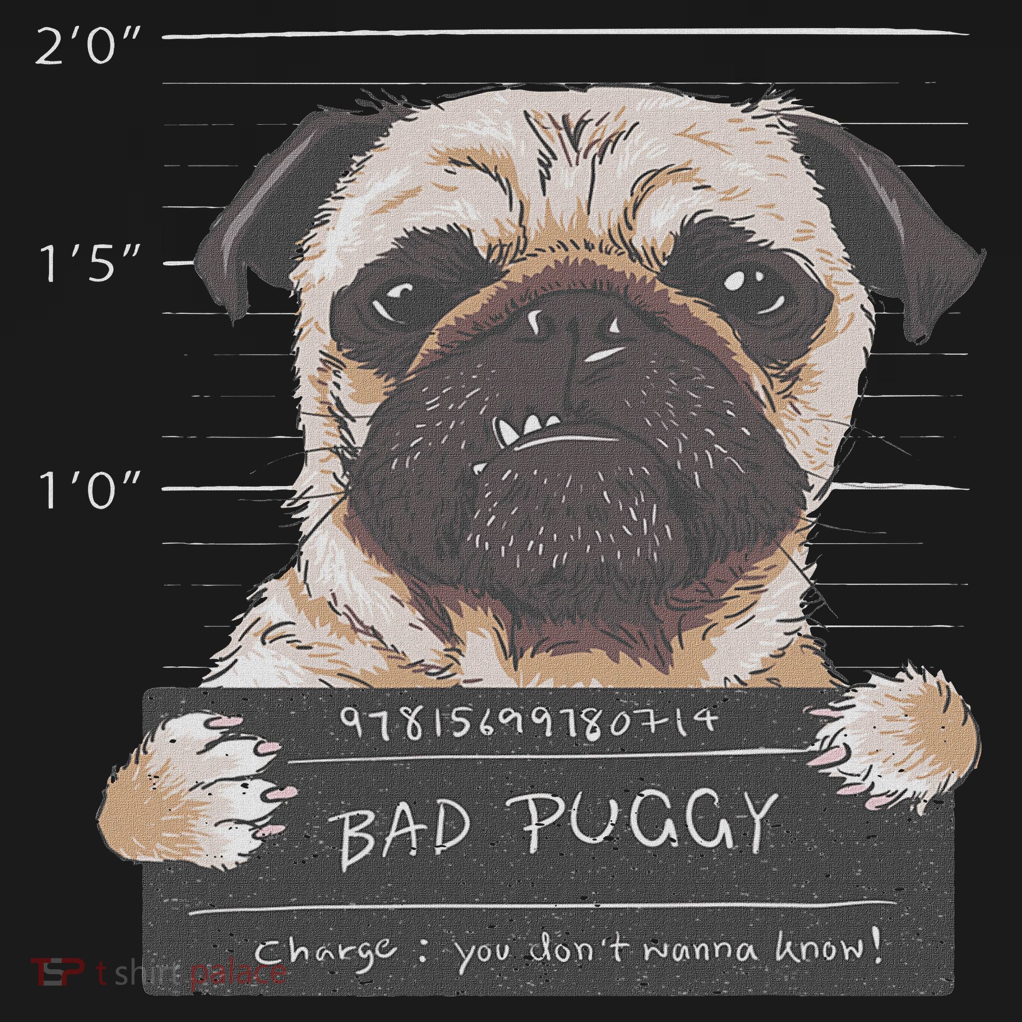 Cute Pug Mugshot Bad Puggy Puppy Humor Funny Dog Kids Sweatshirt