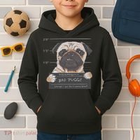Cute Pug Mugshot Bad Puggy Puppy Humor Funny Dog Kids Hoodie thumb 2