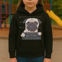 Cute Pug Mugshot Bad Puggy Puppy Humor Funny Dog Kids Hoodie thumb 3