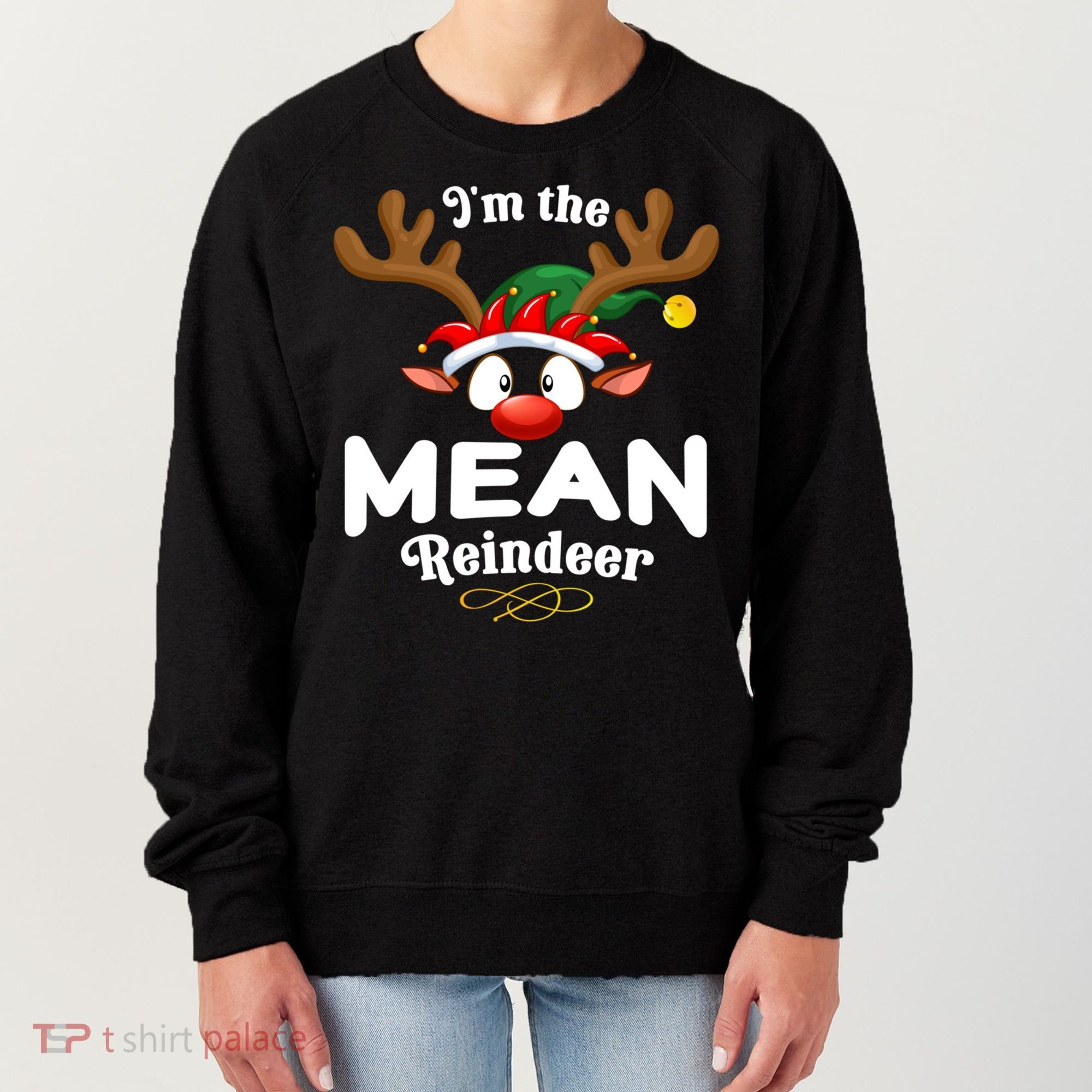 Christmas Pjs Mean Xmas Reindeer Matching Great Gift Women's Sweatshirt