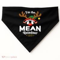 Christmas Pjs Mean Xmas Reindeer Matching Great Gift USA-Made Doggie Bandana thumb 0