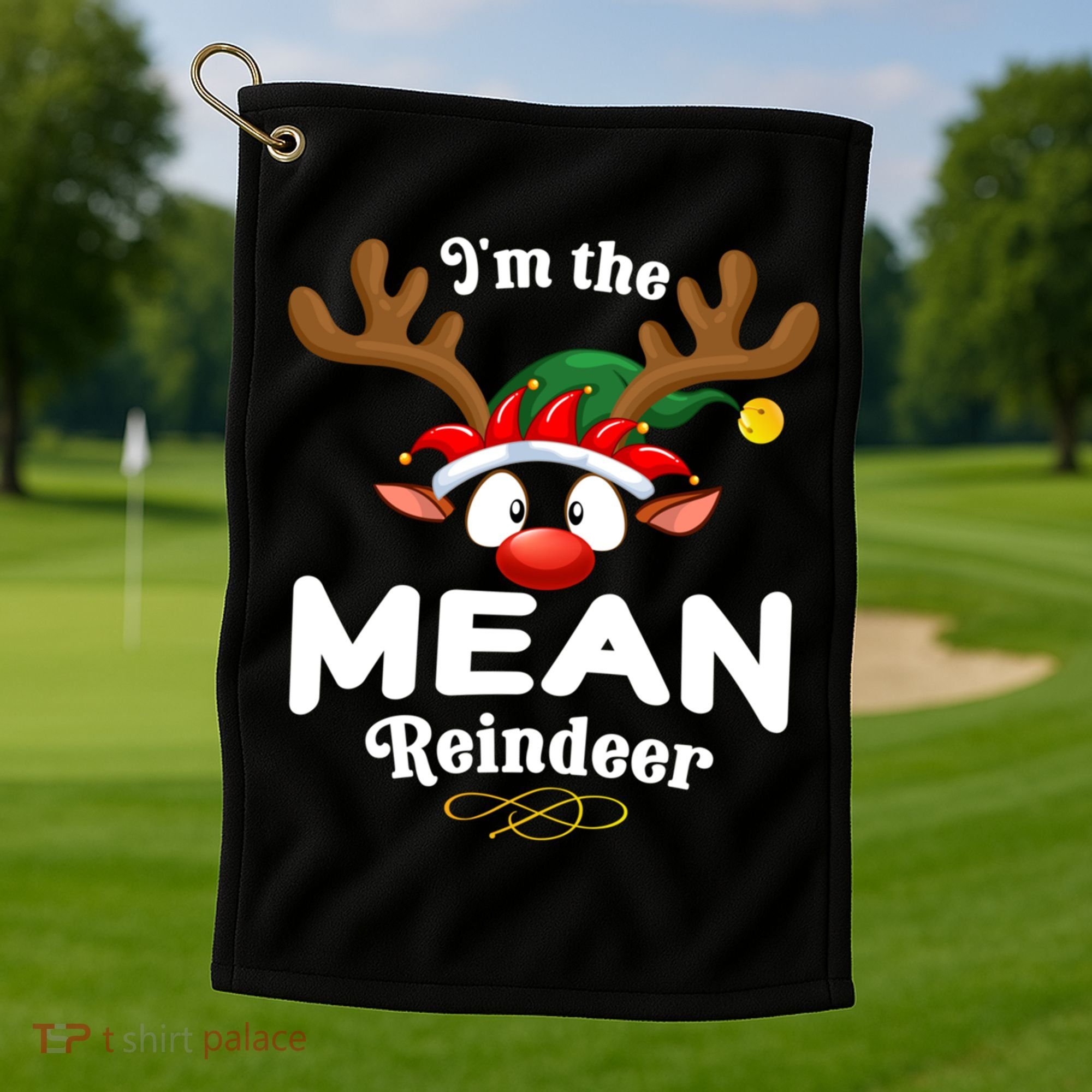 Christmas Pjs Mean Xmas Reindeer Matching Great Gift Golf Towel