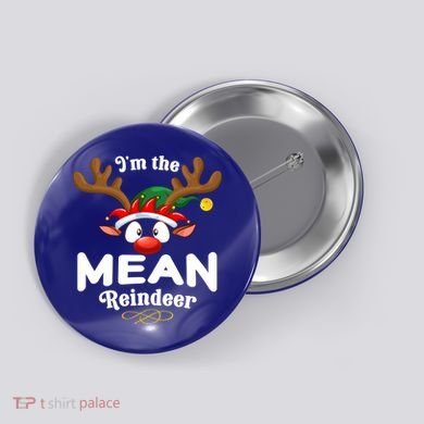 Christmas Pjs Mean Xmas Reindeer Matching Great Gift Button