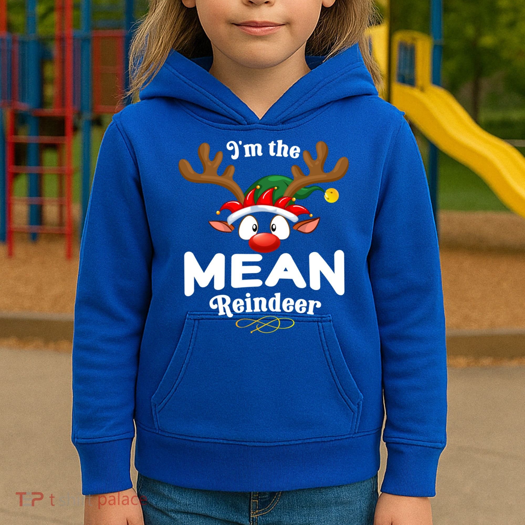 Christmas Pjs Mean Xmas Reindeer Matching Great Gift Kids Hoodie