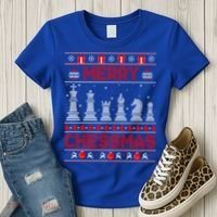 Chess Player Merry Chessmas Christmas Ugly Sweater Great Gift Women's T-Shirt thumb 3