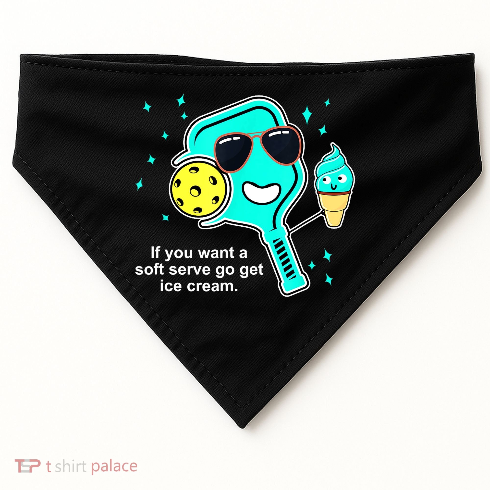 Cute Pickleball Meme If You Want A Soft Serve Go Get Ice Cream Gift USA-Made Doggie Bandana