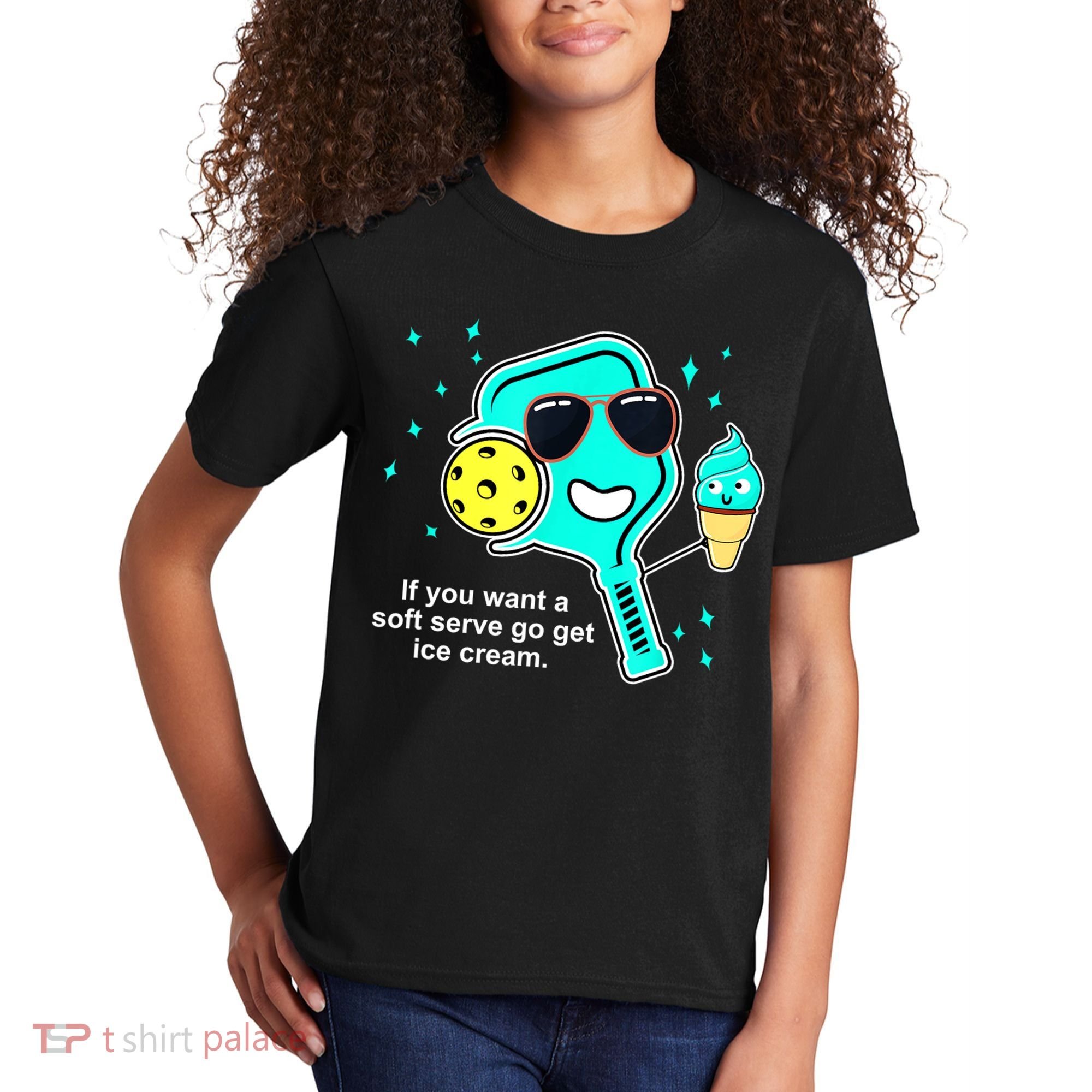 Cute Pickleball Meme If You Want A Soft Serve Go Get Ice Cream Gift Kids T-Shirt