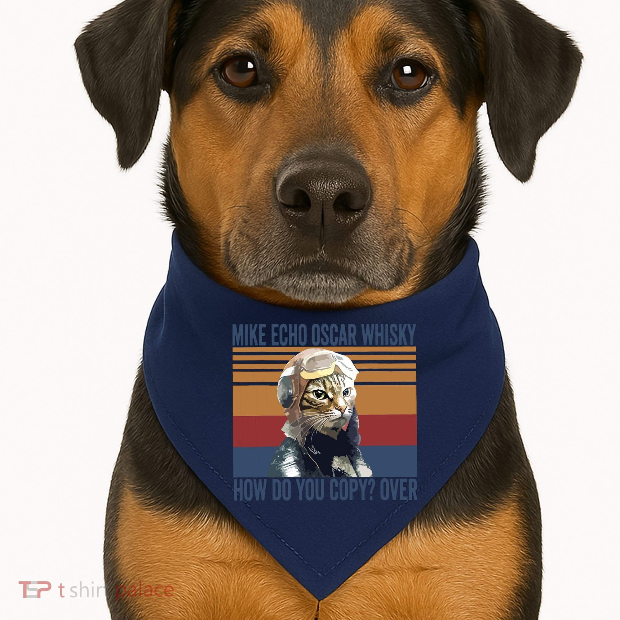 Cat Pilot Mike Echo Oscar Whisky How Do You Copy USA-Made Doggie Bandana