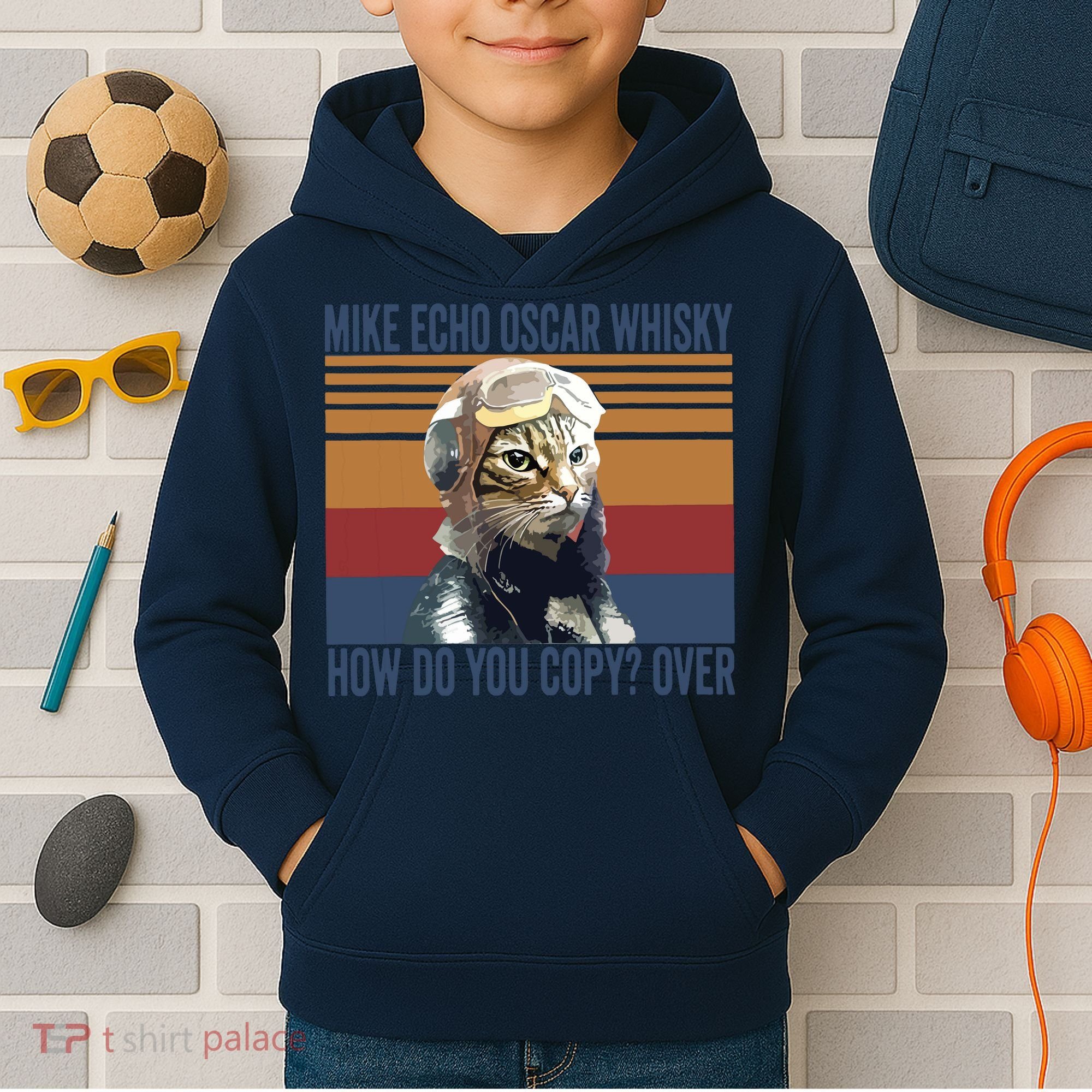 Cat Pilot Mike Echo Oscar Whisky How Do You Copy Kids Hoodie