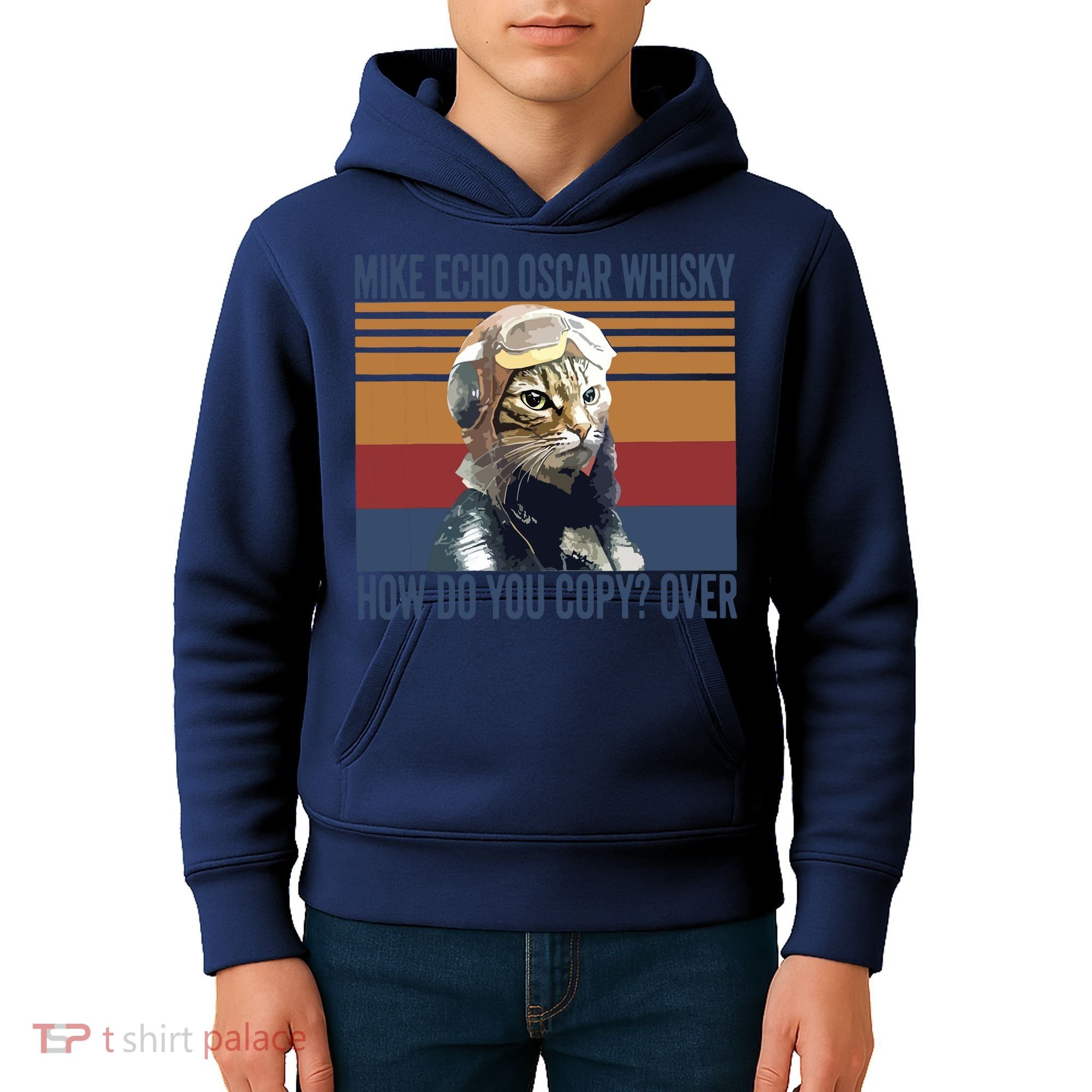 Cat Pilot Mike Echo Oscar Whisky How Do You Copy Kids Hoodie