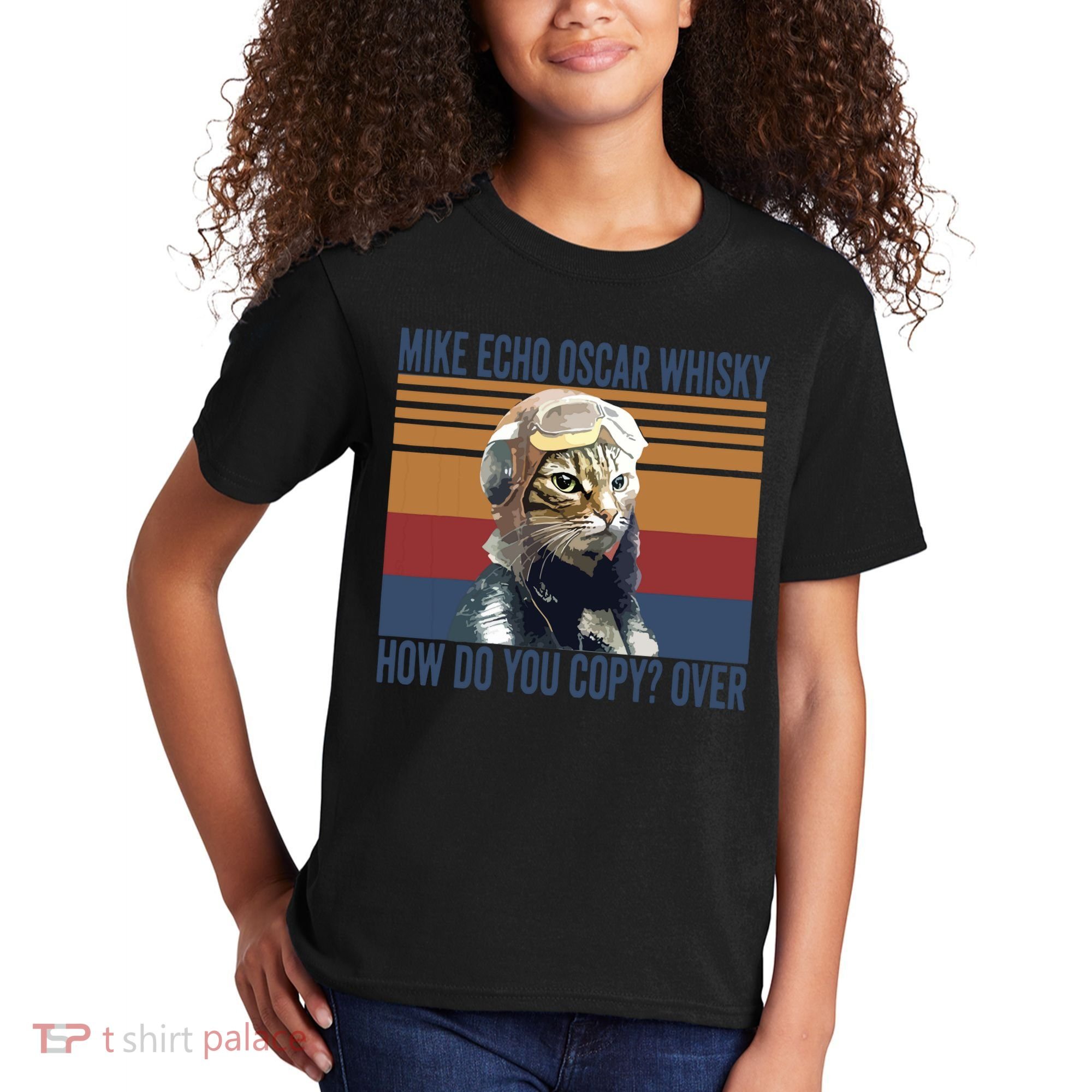 Cat Pilot Mike Echo Oscar Whisky How Do You Copy Kids T-Shirt