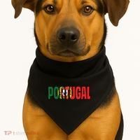 Cool Portugal Mashup Word Flag USA-Made Doggie Bandana thumb 1