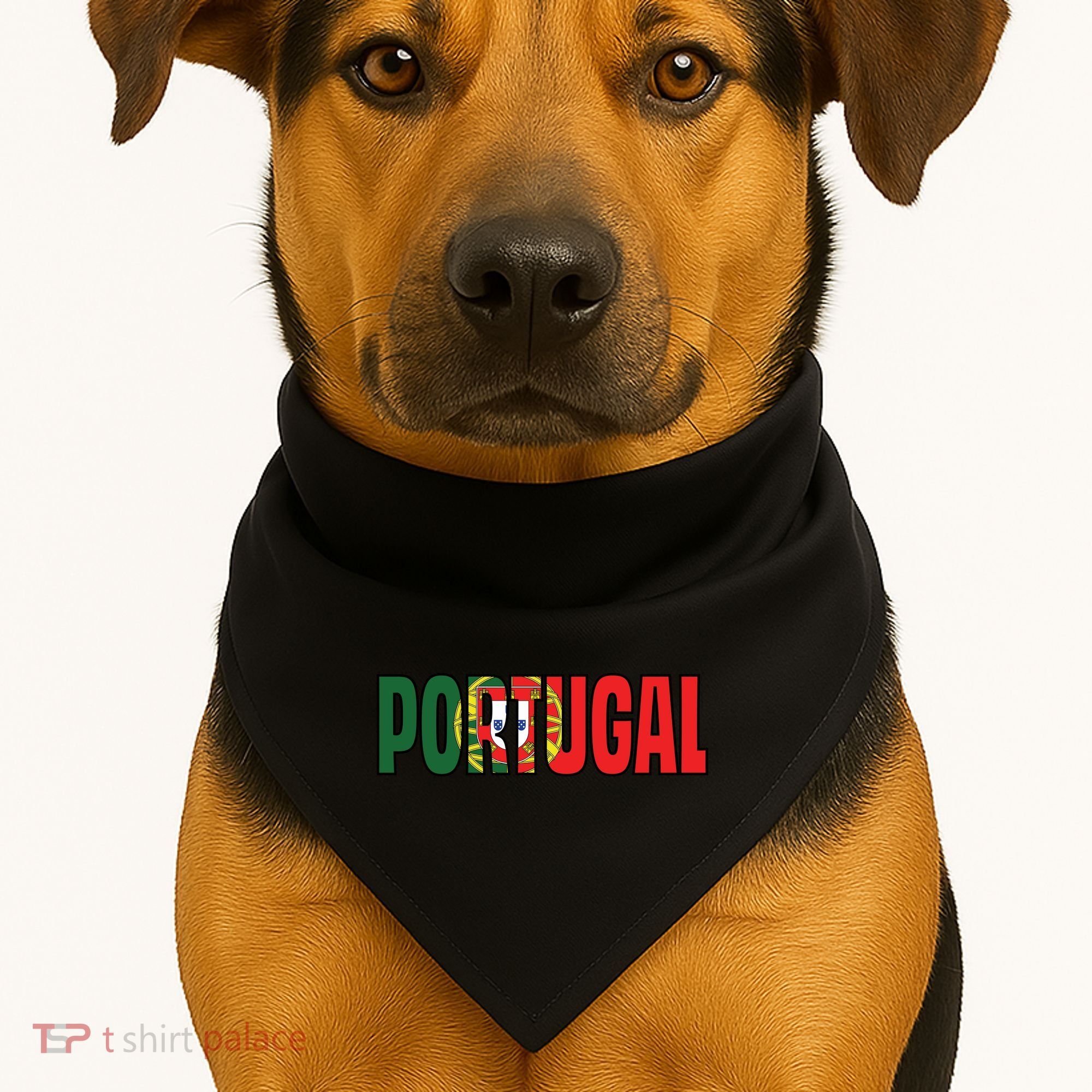 Cool Portugal Mashup Word Flag USA-Made Doggie Bandana