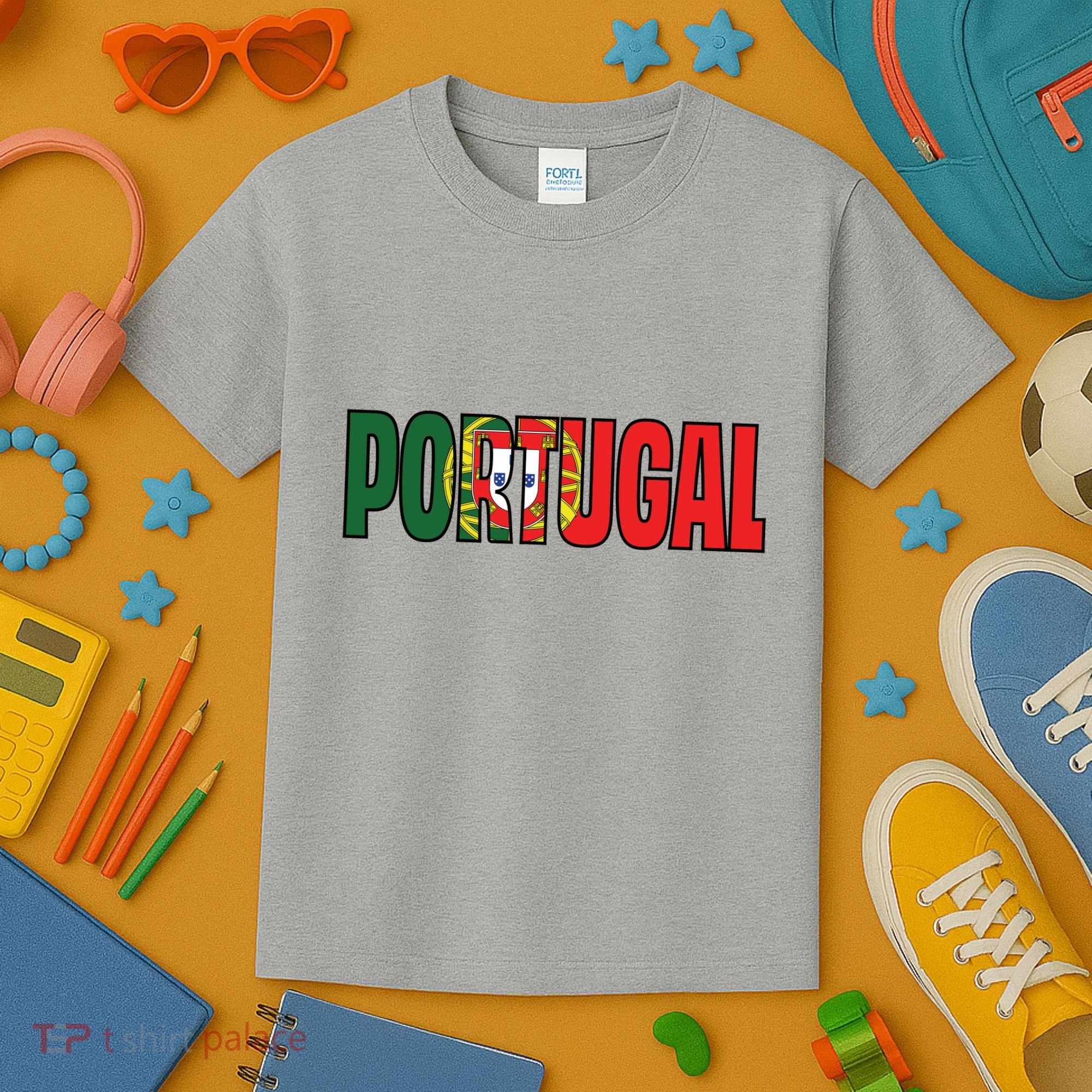 Cool Portugal Mashup Word Flag Kids T-Shirt
