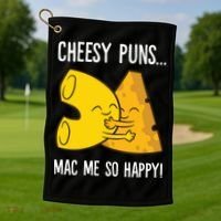 Cheesy Puns Mac Me So Happy Funny Mac And Cheese Gift Golf Towel thumb 1