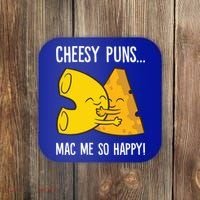 Cheesy Puns Mac Me So Happy Funny Mac And Cheese Gift Coaster thumb 0