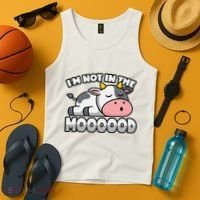 Cow Pun Not In The Mood Calf & Cattle Tank Top thumb 4