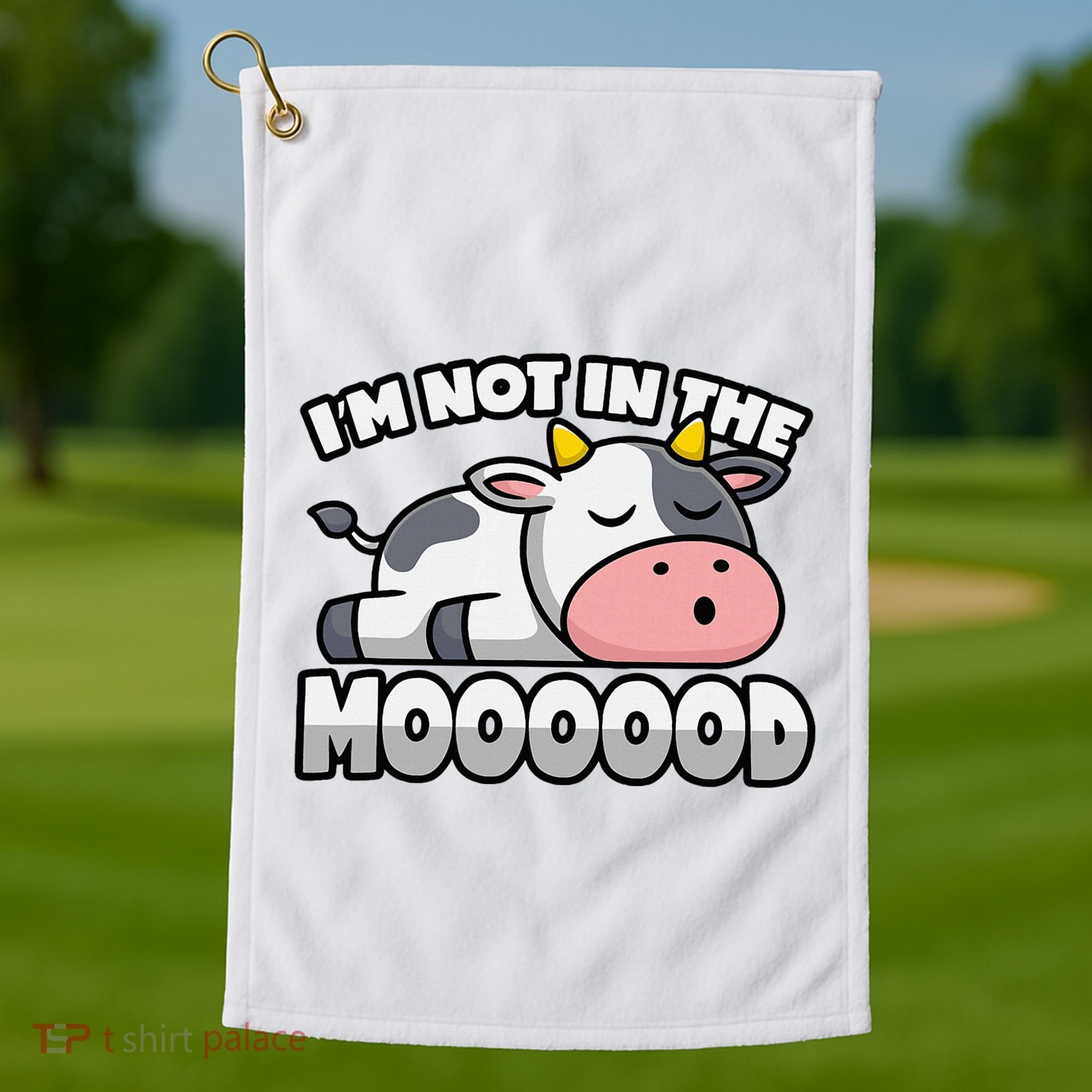 Cow Pun Not In The Mood Calf & Cattle Golf Towel