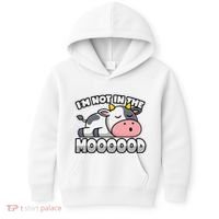 Cow Pun Not In The Mood Calf & Cattle Kids Hoodie thumb 0
