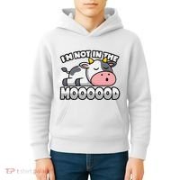 Cow Pun Not In The Mood Calf & Cattle Kids Hoodie thumb 4