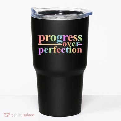Colorful Progress Over Perfection Tumbler