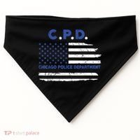 Chicago Police Officer American Flag Thin Blue Line USA-Made Doggie Bandana thumb 0