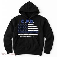 Chicago Police Officer American Flag Thin Blue Line Hoodie thumb 0