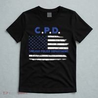 Chicago Police Officer American Flag Thin Blue Line T-Shirt thumb 5