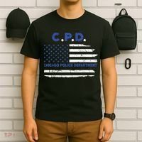 Chicago Police Officer American Flag Thin Blue Line T-Shirt thumb 6