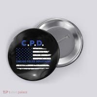 Chicago Police Officer American Flag Thin Blue Line Button thumb 0