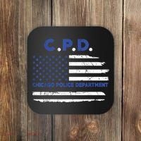 Chicago Police Officer American Flag Thin Blue Line Coaster thumb 0