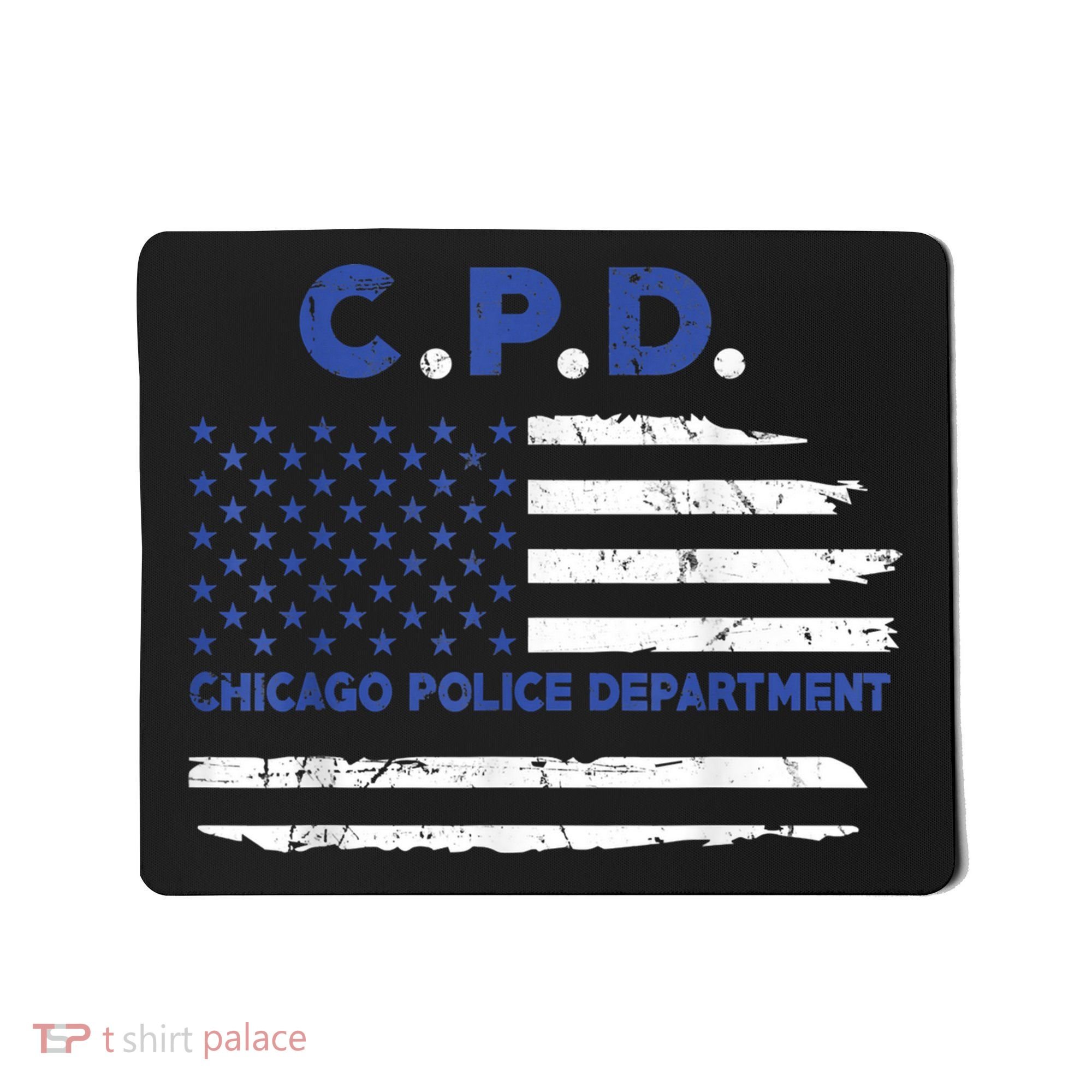 Chicago Police Officer American Flag Thin Blue Line Mousepad