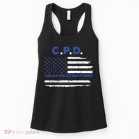 Chicago Police Officer American Flag Thin Blue Line Women's Tank Top thumb 0