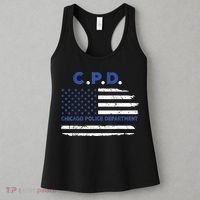 Chicago Police Officer American Flag Thin Blue Line Women's Tank Top thumb 3