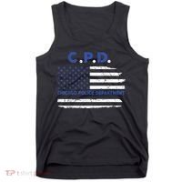 Chicago Police Officer American Flag Thin Blue Line Tank Top thumb 0