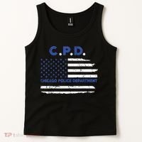 Chicago Police Officer American Flag Thin Blue Line Tank Top thumb 2